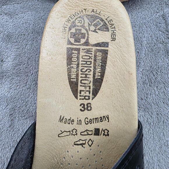 Worishofer 251P Women's Black leather Cork Wedge Slide Sandal US 8 EUR 38 - Picture 11 of 12